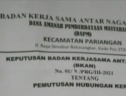 Keputusan BKAN Kec. Pariangan tentang PHK Ketua UPK Diduga Cacat Hukum