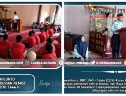 Rutan Sawahlunto Berikan Remisi kepada 57 WB Saat Hari Raya Idul Fitri 1444H