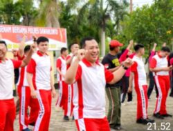 Sambut HUT Bhayangkara ke-77 Tahun 2023, Polres Sawahlunto Gelar Senam Bersama