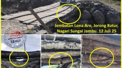 Kondisi Jembatan Darurat Jorong Batur Sangat Mengkhawatirkan,Dinas PUPR Tanah Datar Perlu Fasilitasi Alat Berat untuk Perbaikan