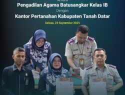 Perkuat Koordinasi, BPN Tanah Datar dan Pengadilan Agama Batusangkar Sepakati Kerja Sama
