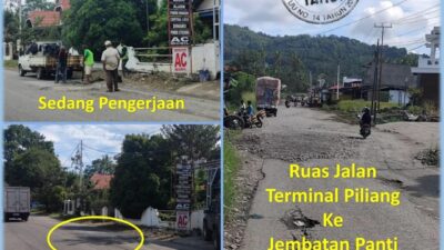 Dinas PUPR Sumatera Barat Lakukan Penambalan Jalan Ruas Dobok – Piliang