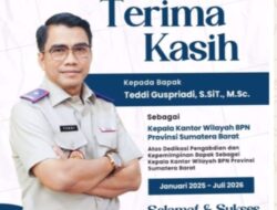 Kanwil BPN Sumbar Promosi Jabatan Menjadi Direktur Pengukuran dan Pemetaan Dasar Pertanahan dan Ruang
